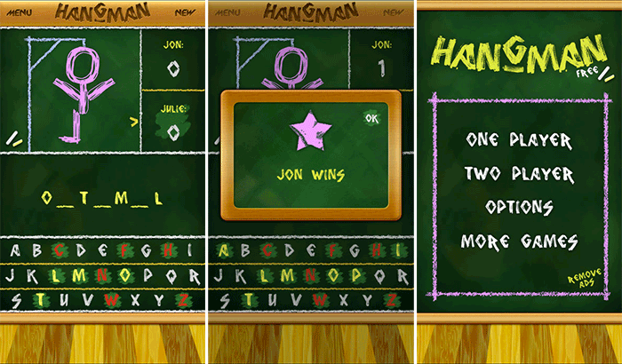 Screen Hangman Två spelare iPhone och iPad Game
