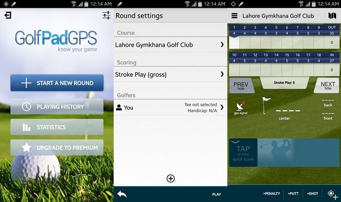 Golf GPS-användargränssnitt