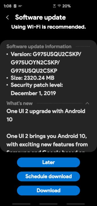 Android 10 lanseras till Samsung Galaxy S10-serien (Uppdatering: T-Mobile 5G-variant) 1