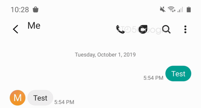 Samsung Messages Google Duo button