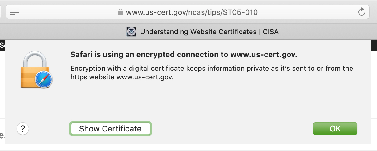 Safari Se digitalt certifikat