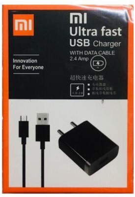 Mi ULTRA FAST USB CHARGER DENGAN KABEL DATA 2.4 Pengisi Daya Seluler dengan Kabel yang Dapat Dilepas (Hitam, Termasuk Kabel)