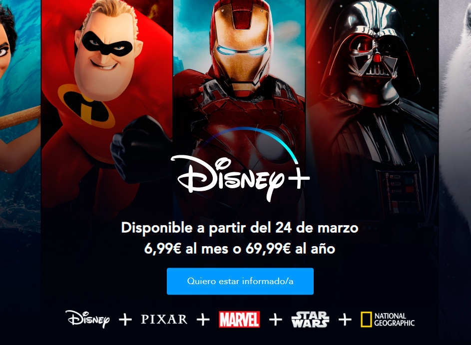Disney+ llegar a Espaa el 24 de marzo por 6,99 Euros
