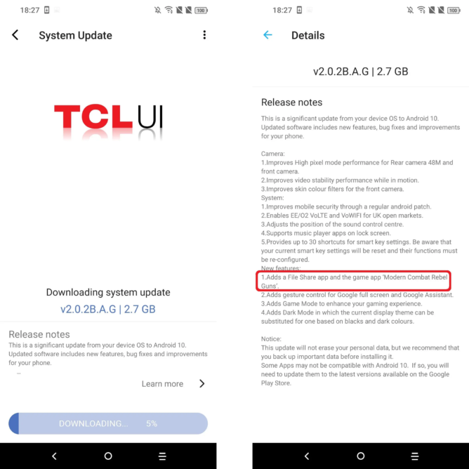 TCL Plex mendapatkan pembaruan Android 10 dengan beberapa penandaan bloatware yang tidak diinginkan 1