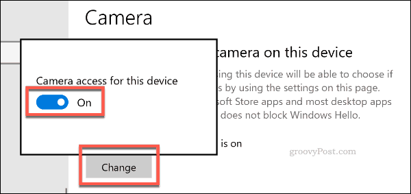 Inaktiverar den aktiva kameratillgången för Windows 10