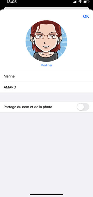 beställa iphone desactiver partage nom fotokommentarer personnaliser sa fiche contact dans meddelande?
