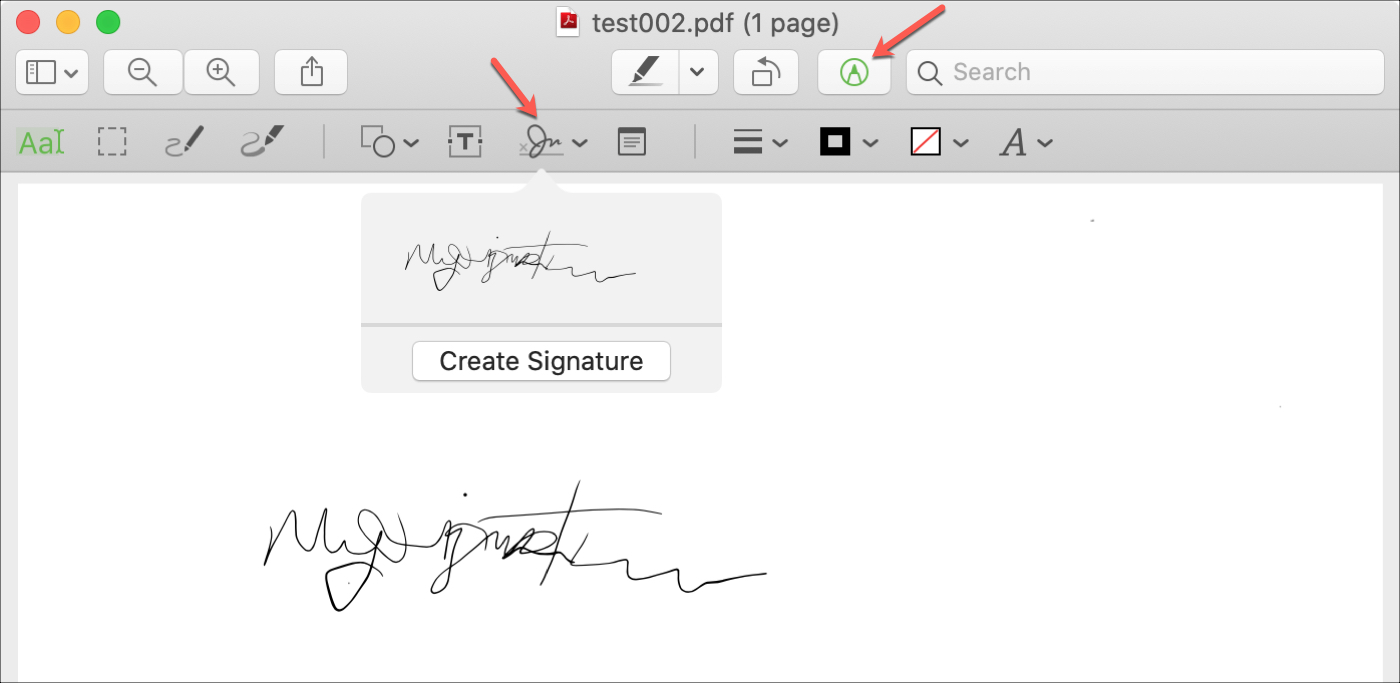 Pratinjau Markup Tambah Signature Mac