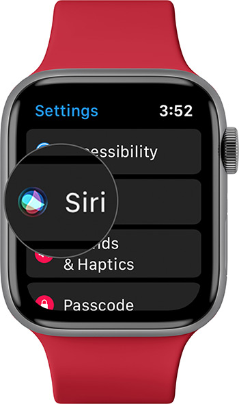 Klicka på Siri Apple Watch