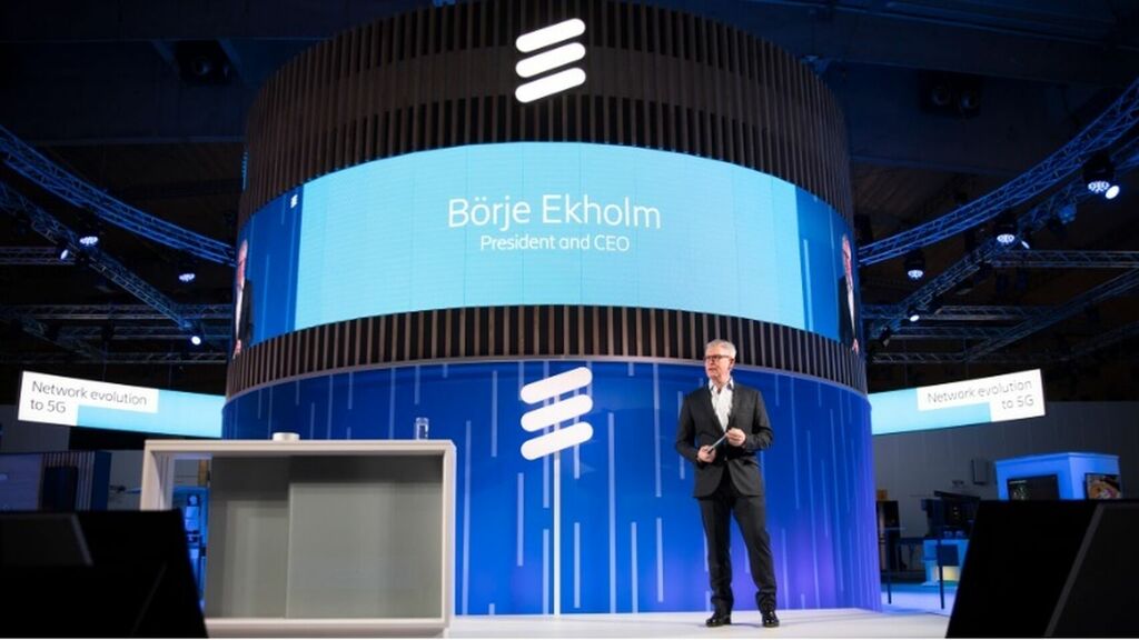 Börje Ekholm, presiden dan CEO Ericsson selama pidatonya di Mobile World Congress.