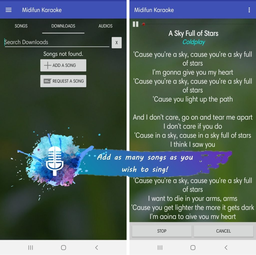 MidiFun Karaoke-applikationsfunktioner