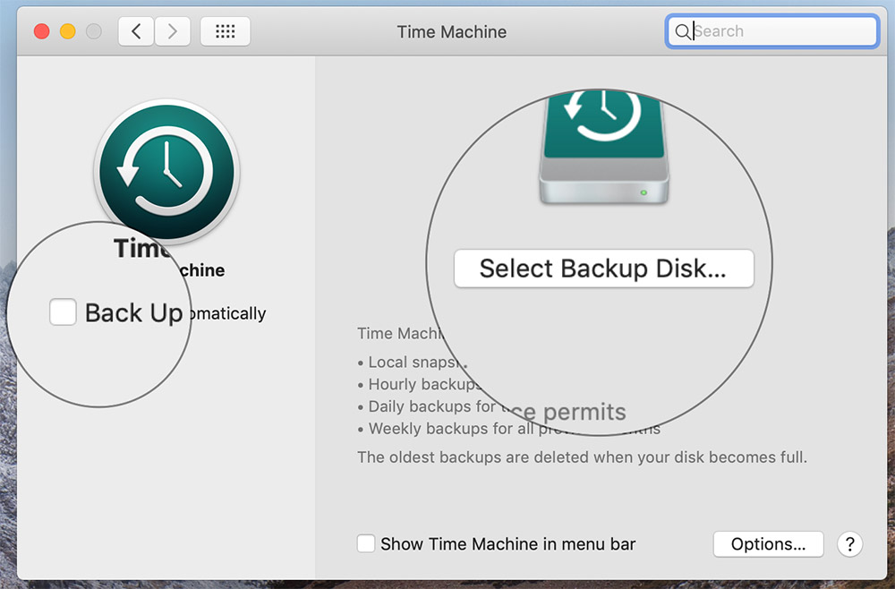 Gör en säkerhetskopia med en tidsmaskin på Mac