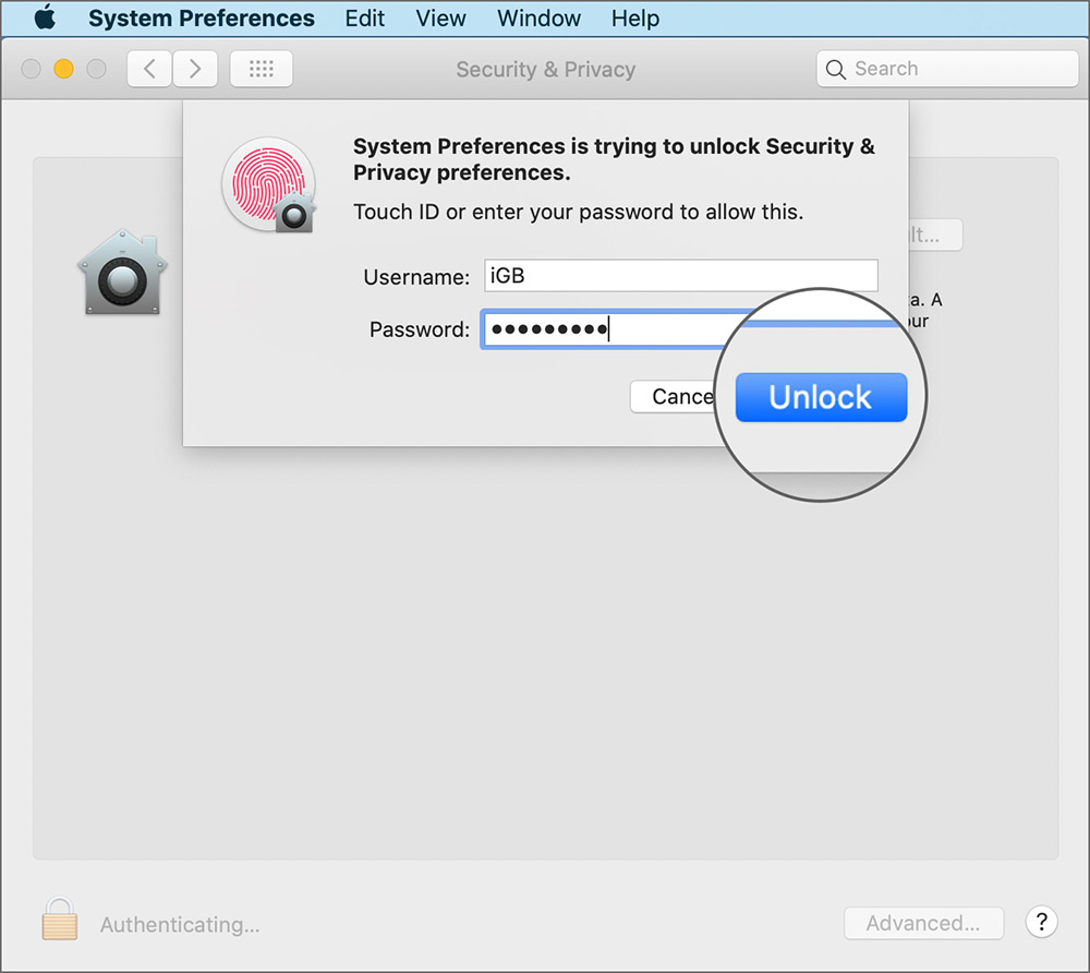 Använd lösenord för att låsa upp FileVault på Mac