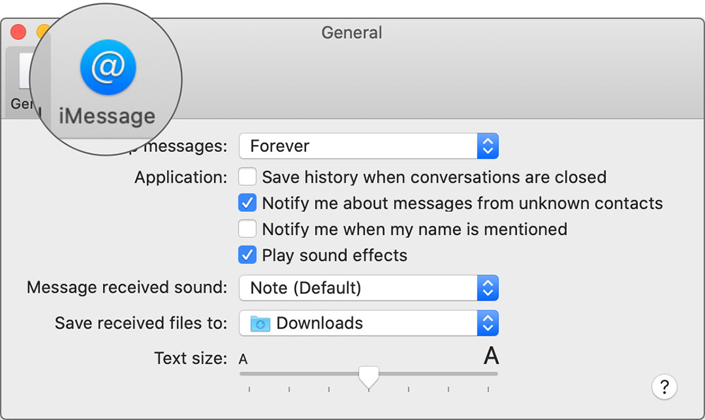 Välj fliken iMessage i Meddelandepreferenser på Mac