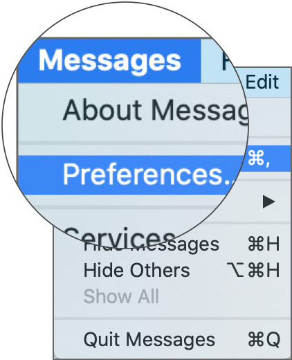 Klicka på Inställningar i meddelandemenyn på Mac
