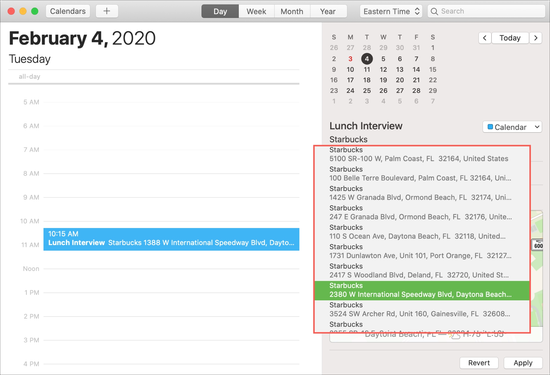 Kalender Mac Pilih Lokasi