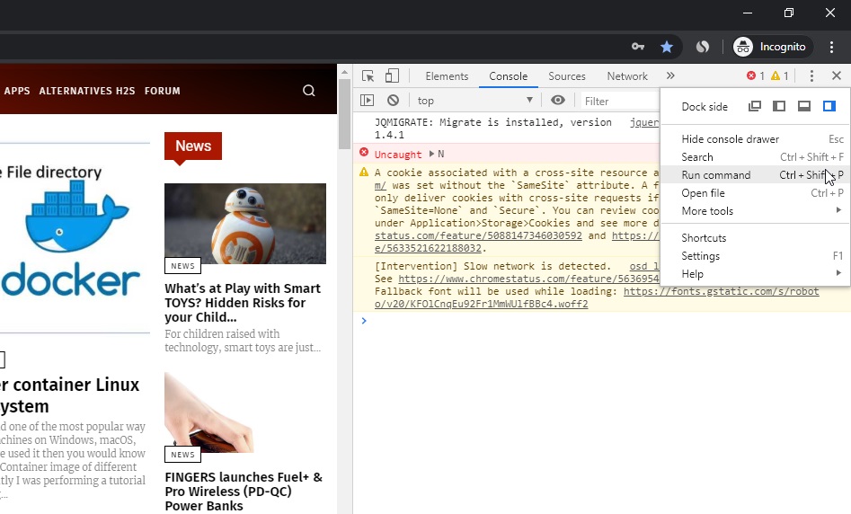 Jalankan perintah di Chrome untuk menangkap tangkapan layar situs web ukuran penuh