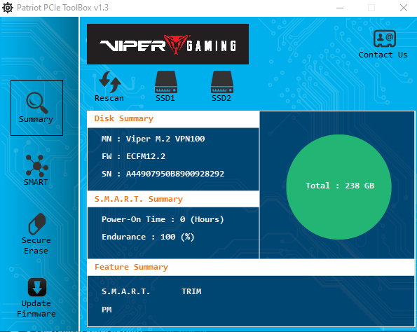 Översikt av NVMe M.2 SSD Viper VPN100 256GB 13