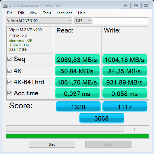 Ikhtisar NVMe M.2 SSD Viper VPN100 256 GB 15