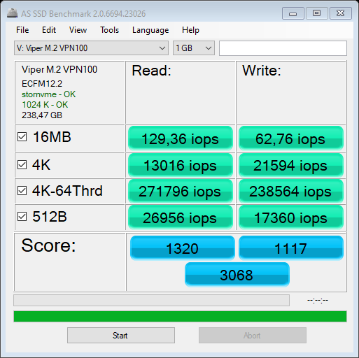 Ikhtisar NVMe M.2 SSD Viper VPN100 256 GB 16