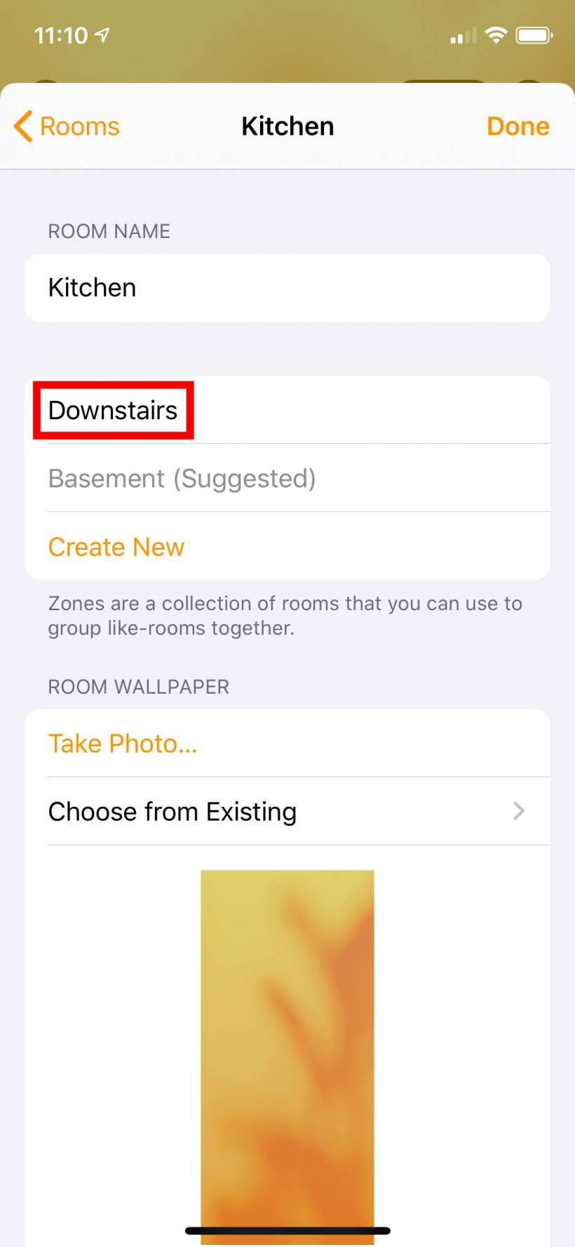 Cara membuat kamar dan zona di aplikasi Rumah untuk iPhone dan iPad.