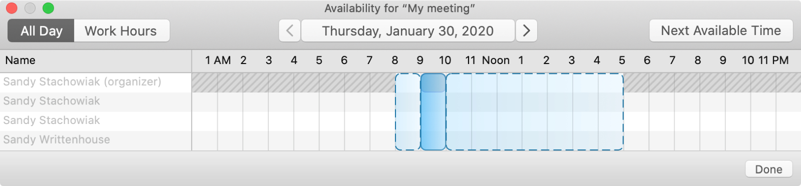 Panel Ketersediaan Kalender Mac