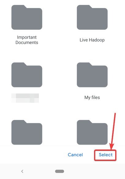 Pilih folder Google Drive untuk membuat pintasan 