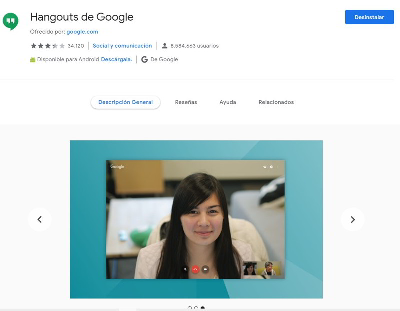 Copot pemasangan ekstensi Google Hangouts