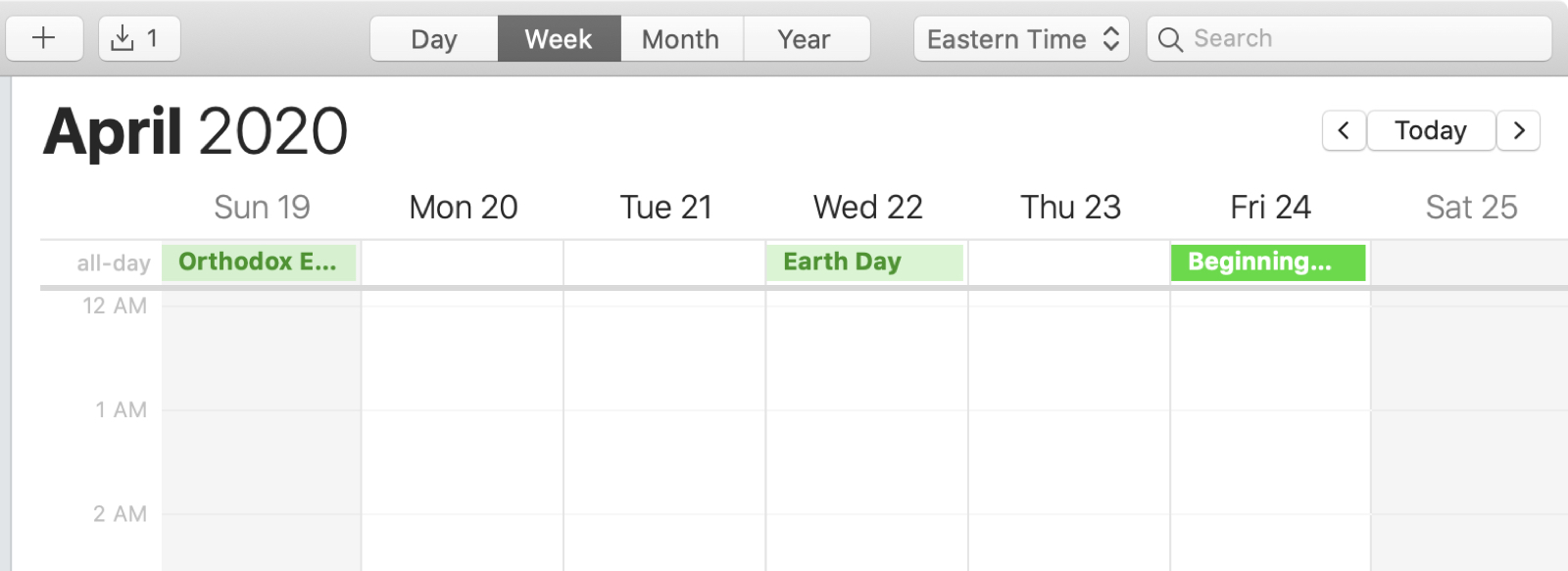 Mac-kalender hela dagen