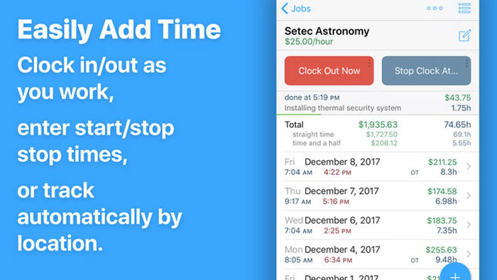 HoursTracker Time Tracker Skärmdump av iPhone- och iPad-applikationer