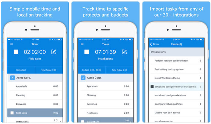 Skärmdump av Hubstaff Time Tracker iPhone och iPad Application