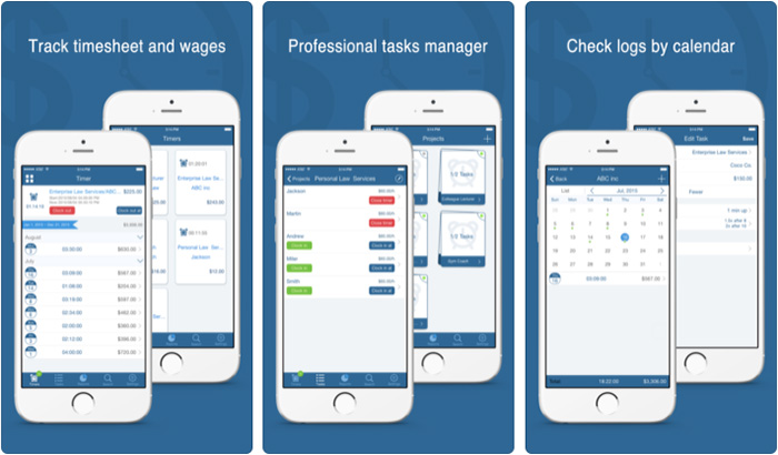 Skärmdump av applikationen iPhone och iPad Worktime Tracker
