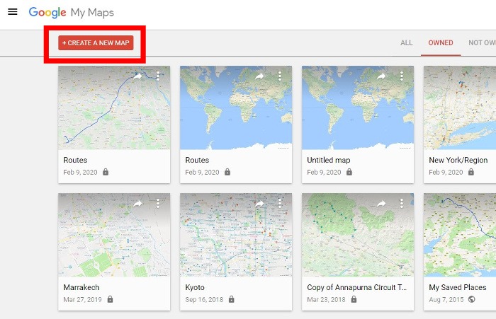 Så här sparar du en rutt på Google Maps Skapa en ny karta