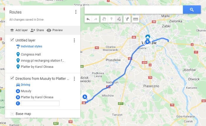 Hur du sparar rutter på Google Maps Mina kartor