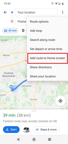 Så här sparar du en rutt på Google Maps Lägg till rutt på startskärmen