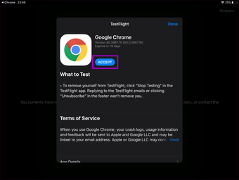 Chrome Beta Iphone Ipad Installera uppdatering 3