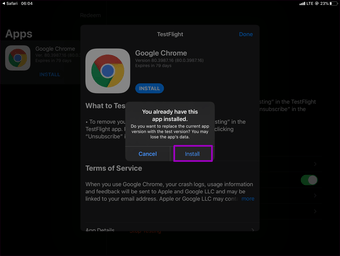 Chrome Beta Iphone Ipad Installera uppdatering 5