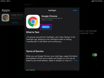 Chrome Beta Iphone Ipad Installera uppdatering 4