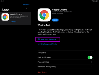 Chrome Beta Iphone Ipad Installera uppdatering 8
