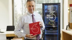Tysk Vodafone VD Hannes Ametsreiter vid lanseringen av gigabit i Baden Württemberg