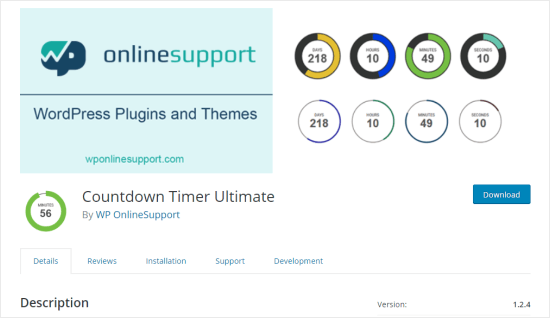 Halaman plugin Countdown Timer Ultimate WordPress