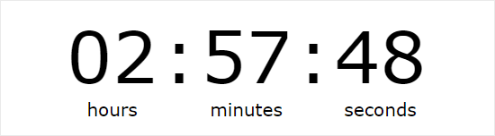 Contoh penghitung waktu dibuat dengan menggunakan Penghitung Waktu Hitung mundur Evergreen