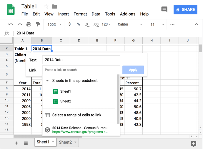Hur du ansluter data till andra flikar på Google Sheets 2