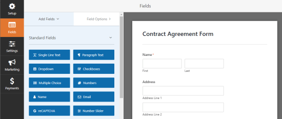 Menambahkan bidang baru ke formulir perjanjian kontrak