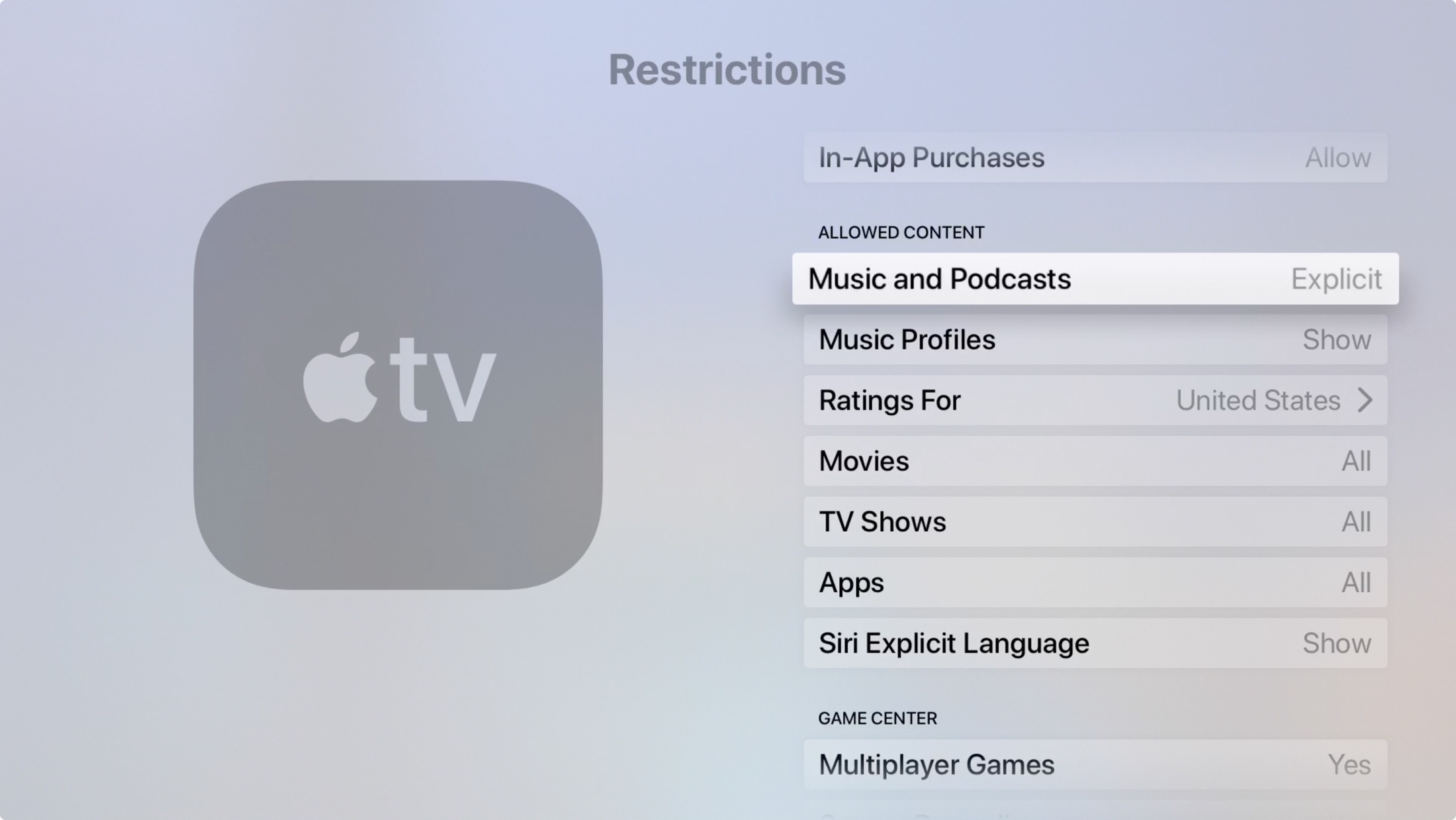 Apple Konten yang Dilarang Pembatasan TV