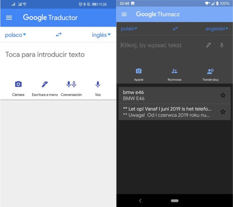 Mode gelap mencapai penerjemah Google di Android