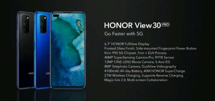 Honor View 30 Pro hadir dengan layar FHD + 6,7 inci dan perforasi ganda