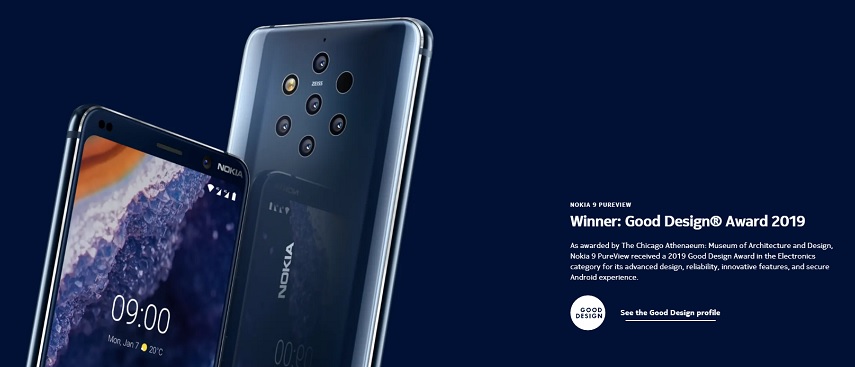 Nokia 9 PureView memenangkan Good Design Award