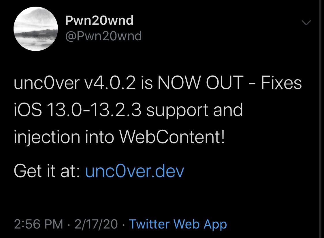 Unc0ver v4.0.2 dirilis untuk mengatasi masalah dengan jailbreaking iOS 13.0-13.2.3 3