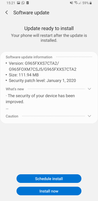 [Update: S9/S9+] Patch keamanan Januari 2020 sekarang diluncurkan untuk Galaxy S8 / S8 +, Note 9