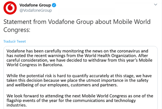 Bild - Vodafone går inte till MWC 2020